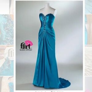 Flirt Prom Dress By Maggie Sottero Size 6 Teal